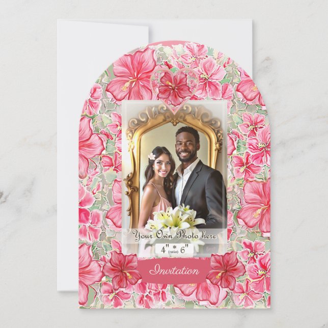 Invitation Hibiscus & dentelle RED (Devant)