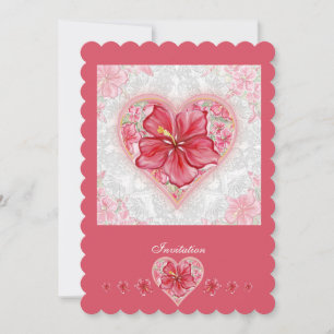 Invitation Hibiscus & dentelle RED