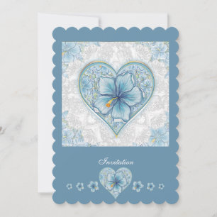 Invitation Hibiscus & dentelle TURQUOISE