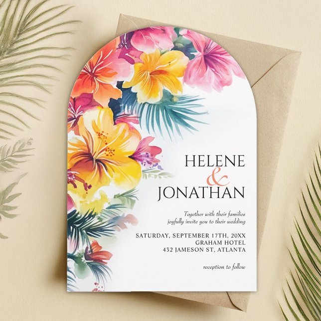 Invitation Hibiscus Elégant Tropical Destination Mariage (Hibiscus Elegant Tropical Destination Wedding Invitation)
