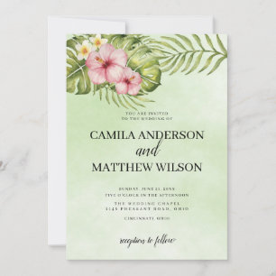 Invitation Hibiscus Et Mariage Feuille