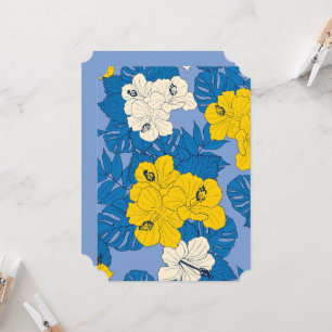 Invitation Hibiscus fleurs et feuilles