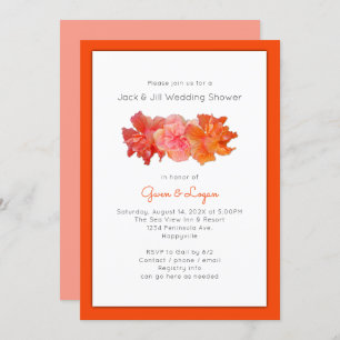 Invitation Hibiscus Fleurs Orange Wedding shower