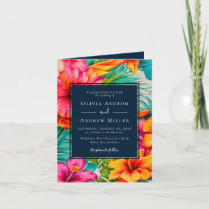 Invitation Hibiscus floral tropical Destination Plage Mariage