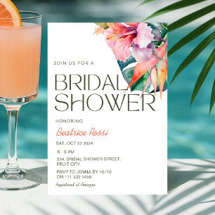 Invitation Hibiscus floral tropical Fête des mariées hawaïenn