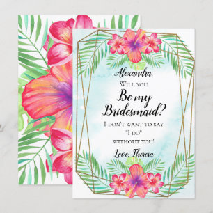 Invitation Hibiscus Flower Watercolor Beach Soyez ma servante