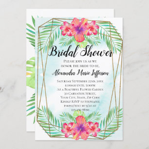 Invitation Hibiscus Flower Watercolor Fête des mariées de pla