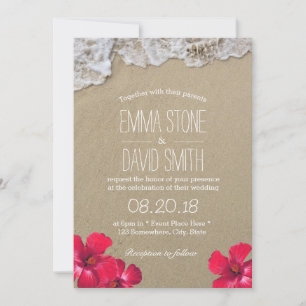 Invitation Hibiscus hawaïen Floral Tropical Beach Wedding
