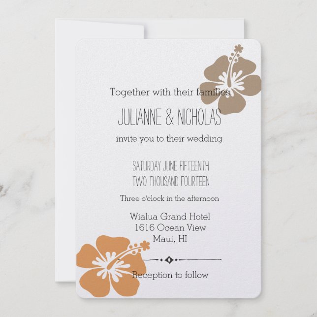 Invitation Hibiscus hawaïen Mariage floral (Devant)