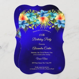 Invitation Hibiscus jaune bleu Tropical Floral Party