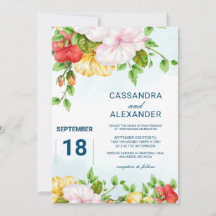 Invitation Hibiscus Mariage floral tropical