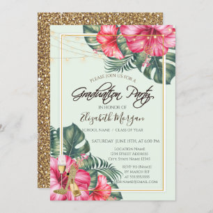 Invitation Hibiscus, Parties scintillant de talons d'or Gradu