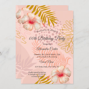 Invitation Hibiscus Pink Tropical Fête d'Anniversaire