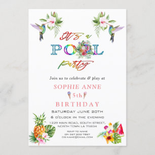 Invitation Hibiscus rose exotique Hummingbirds 5e anniversair
