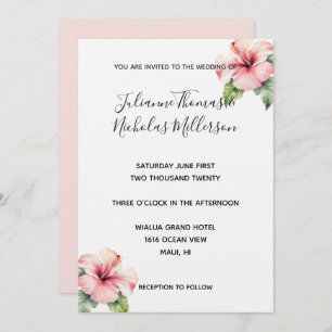 Invitation Hibiscus rose tropical Mariage floral