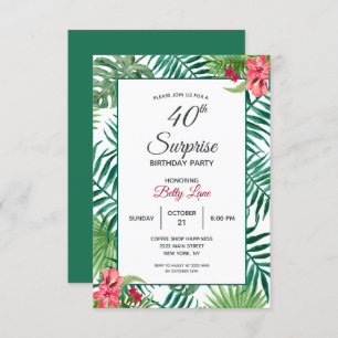 Invitation Hibiscus rouge 40e anniversaire
