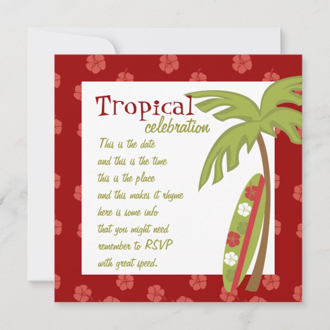 Invitation Hibiscus Surboard (Devant)