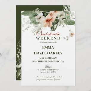 Invitation hibiscus tropical boho pastel Bachelorette