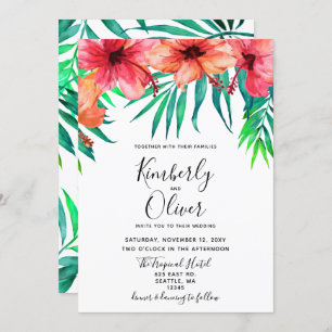 Invitation Hibiscus tropical Hawaiian Beach Wedding