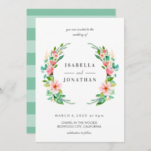 Invitation Hibiscus tropical mariage de couronne d'aquarell