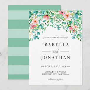 Invitation Hibiscus tropical   mariage de luau aquarelle