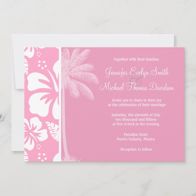 Invitation Hibiscus Tropical Rose Carnation; Palme D'Été (Devant)