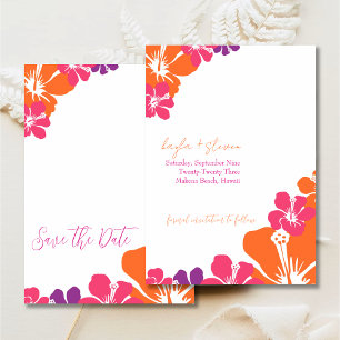 Invitation Hibiscus Tropical Rose Orange Purple Enregistrer L