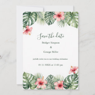 Invitation Hibiscus Vintage Hawaii Floral Tropical Mariage