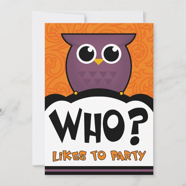 Invitation Hibou de bande dessinée d'invitations de partie de (Devant)