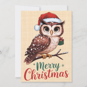 Invitation Hibou de Noël - Design Festif Merry Christmas