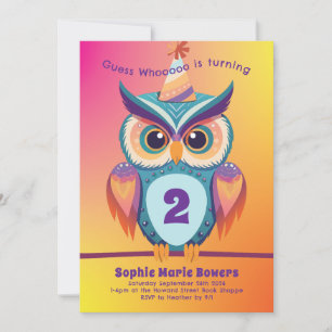 Invitation Hibou fête d'anniversaire enfants Bold