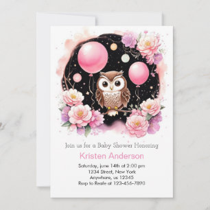 Invitation Hibou Forêt Aventure Baby shower Whimsical fille