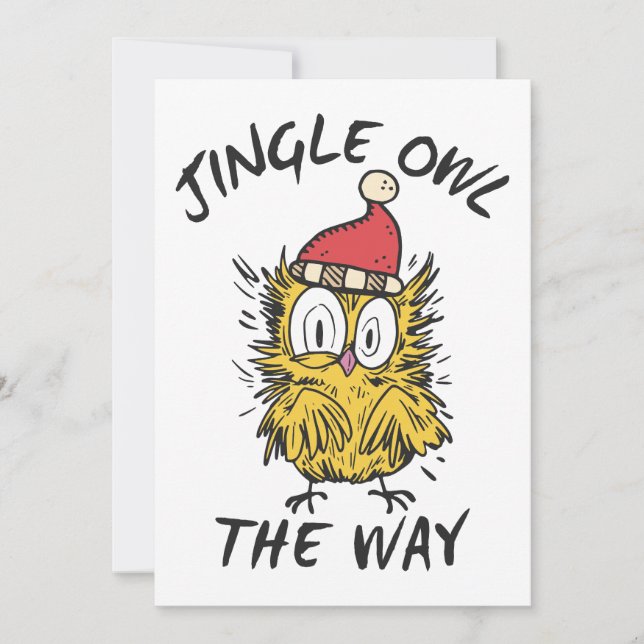 Invitation Hibou qui chante sur le chemin Drôle de Père Noël  (Devant)