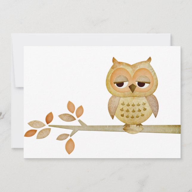 Invitation Hibou somnolent dans l'invitation d'arbre (Devant)