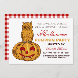 Invitation Hibou sur Citrouille Halloween Citrouille Party En