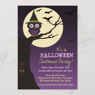 Invitation Hibou sur la fête d'anniversaire de Halloween de