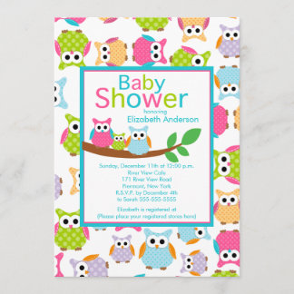 Invitation Hiboux de maman et de papa avec le baby shower de