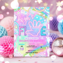 High Five Pastel Neon Glow 5e fête d'anniversaire