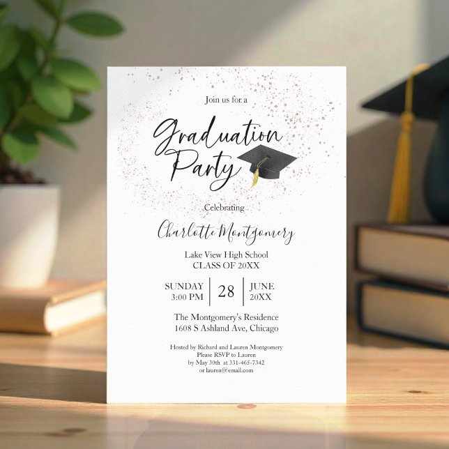 Invitation High School Grad Party Modern Splash Parties scint (Créateur téléchargé)
