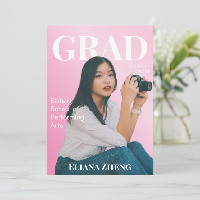Invitation High School Magazine Style Graduation Announcement (Debout devant)