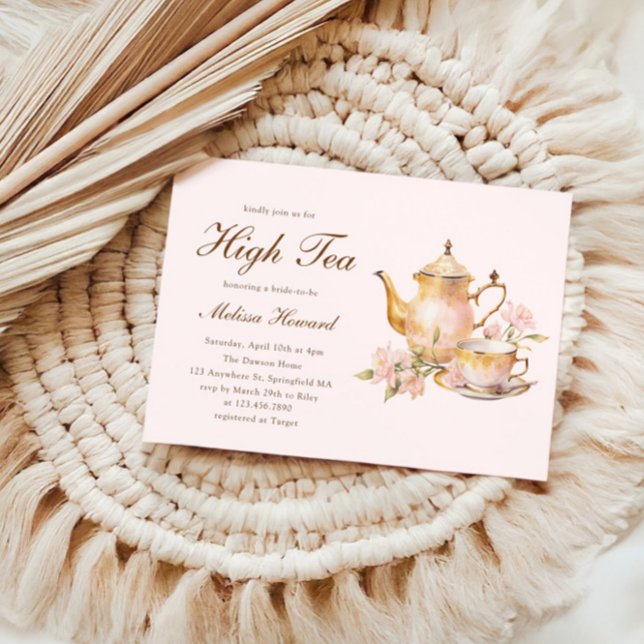 Invitation High Tea Pastel Fête des mariées d'or rose (Créateur téléchargé)