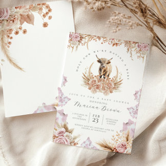 Invitation Highland Cow baby shower, Holy Cow nous avons bébé