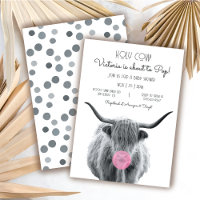 Highland Cow noir et blanc Baby shower