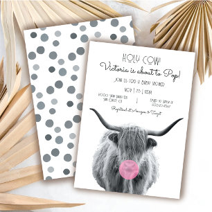 Invitation Highland Cow noir et blanc Baby shower