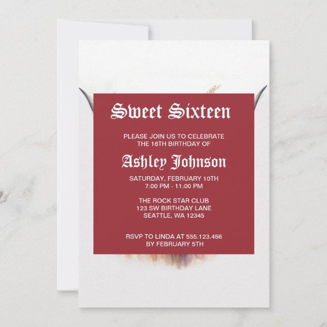 Invitation Highland Cow with Floral Crown Watercolor Illustra (Devant)