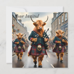 Invitation Highland Harmony : Bagpipe Highland Cow Band