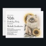 Invitation Himalayan Kitten Chat Sunflowers 50e anniversaire<br><div class="desc">Belle chatte himalayenne avec tournesol 50ème anniversaire invitation pour les femmes. Cette carte peut être conçue pour n'importe quel âge. Contactez-moi pour obtenir de l'aide sur votre personnalisation ou pour demander d'autres produits d'appariement ou de coordination pour votre célébration.</div>
