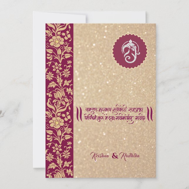 Invitation hindou Ganesha pour un mariage indien (Devant)