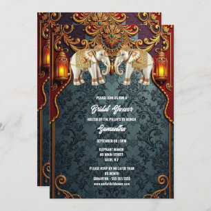 Invitation Hindou Hindi traditionnel éléphants indiens floral
