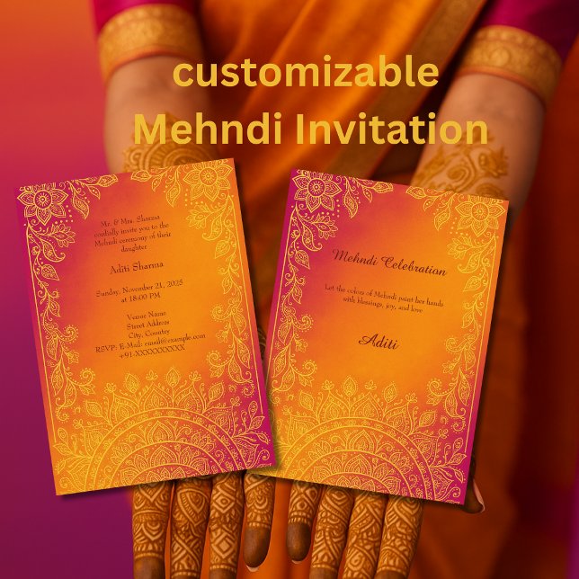 Invitation hindu floral coloré mehndi mandala (Créateur téléchargé)